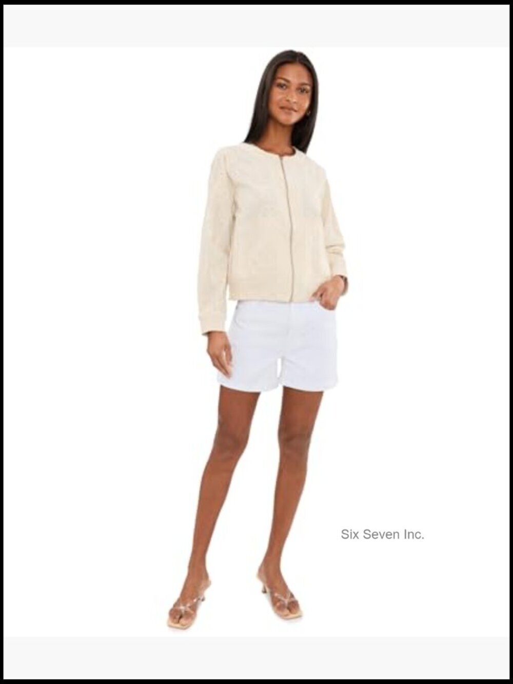 High-Rise Heritage Denim Shorts with Zip-Fly & Button Closure - Picture 2 of 5